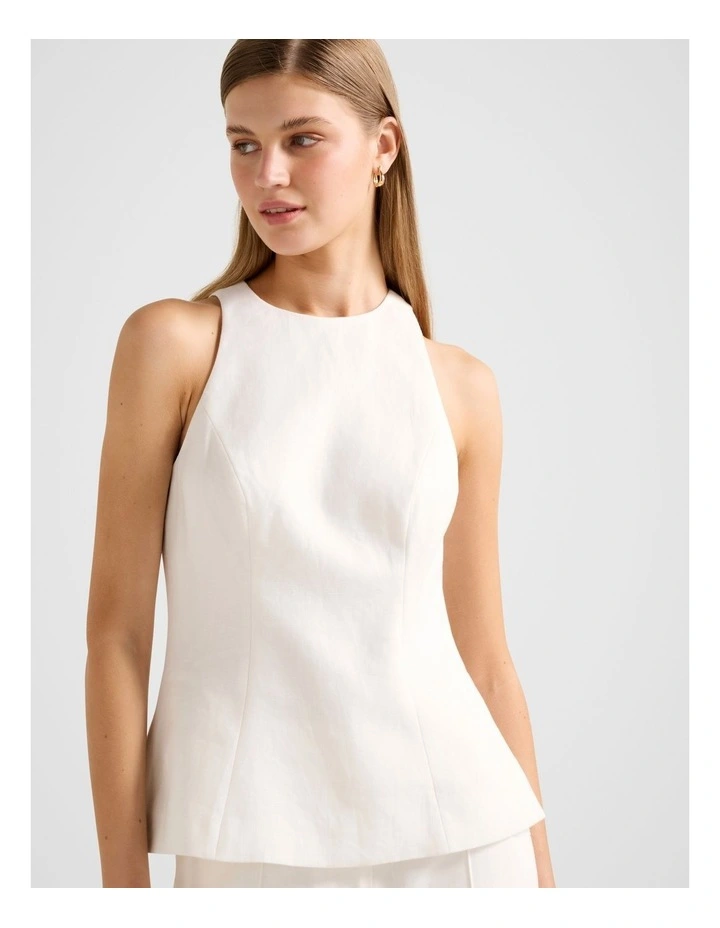 Liliana Linen Top in White image 4