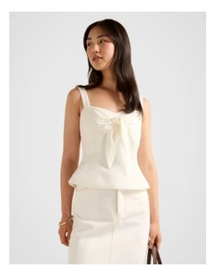 Nadia Front Tie Top in White