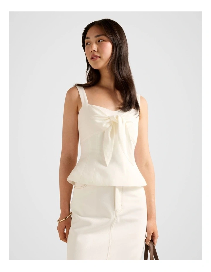 Nadia Front Tie Top in White image 1