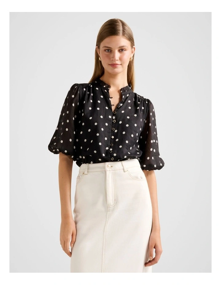 Helena Spot Blouse in Black image 1