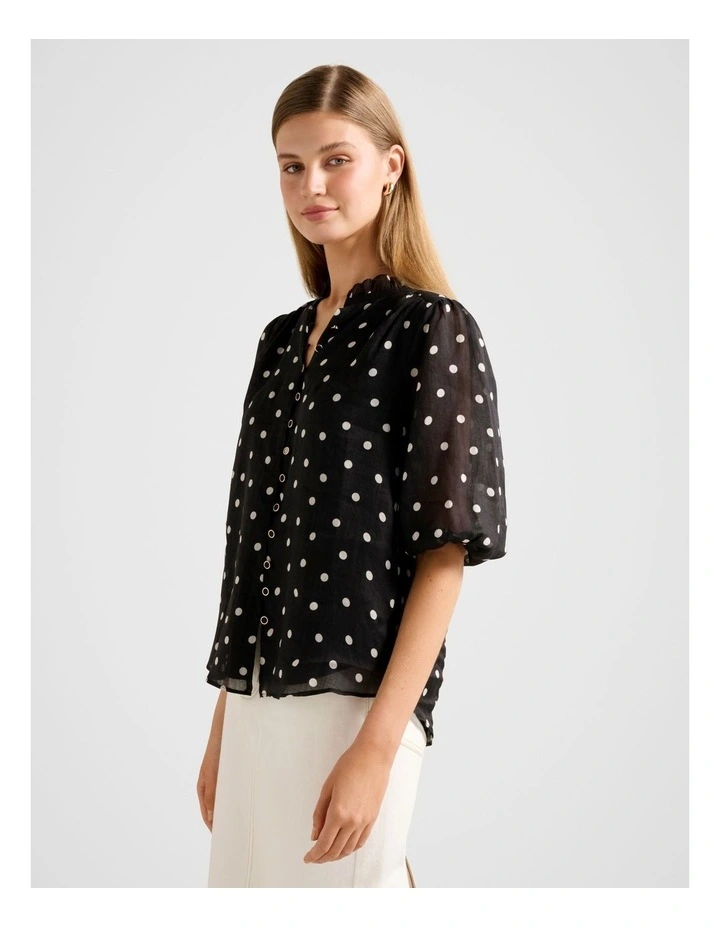 Helena Spot Blouse in Black image 3