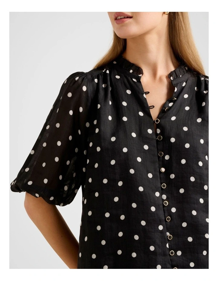Helena Spot Blouse in Black image 4