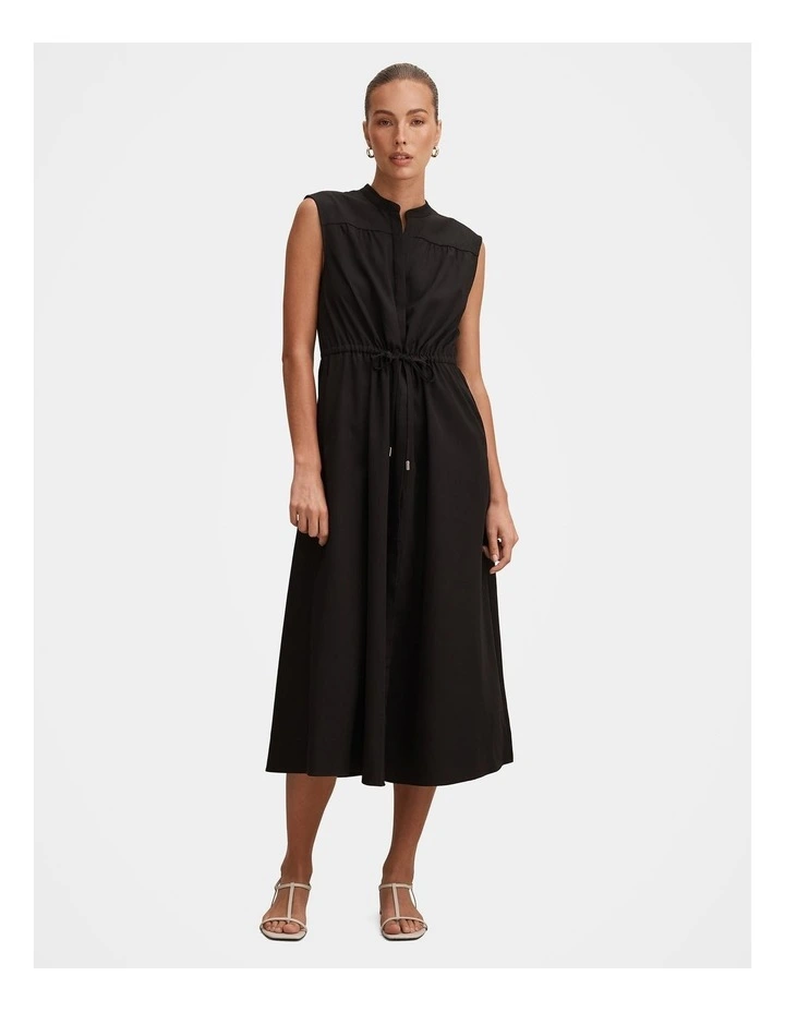 Claire Drawcord Midi Dress in Black image 1