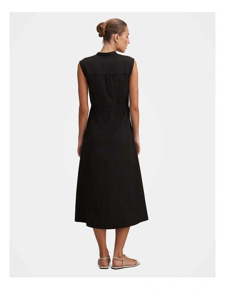 Claire Drawcord Midi Dress in Black image 2