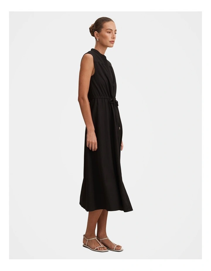 Claire Drawcord Midi Dress in Black image 3