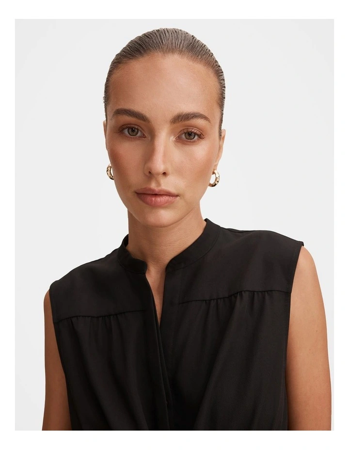 Claire Drawcord Midi Dress in Black image 4