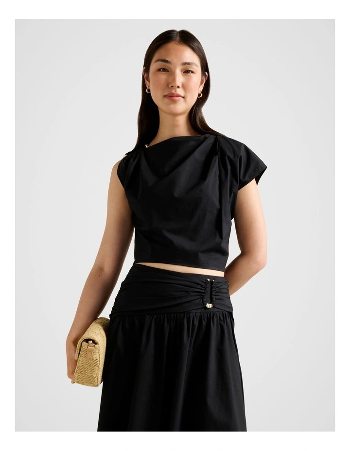 Dottie Draped Hardware Top in Black image 1