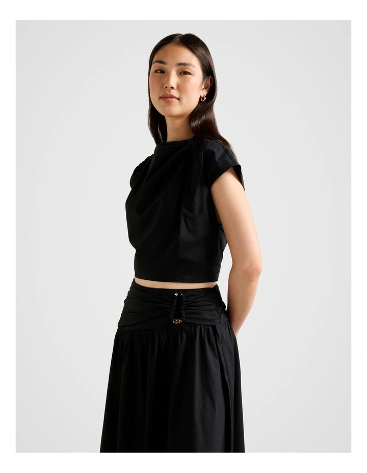 Dottie Draped Hardware Top in Black image 3