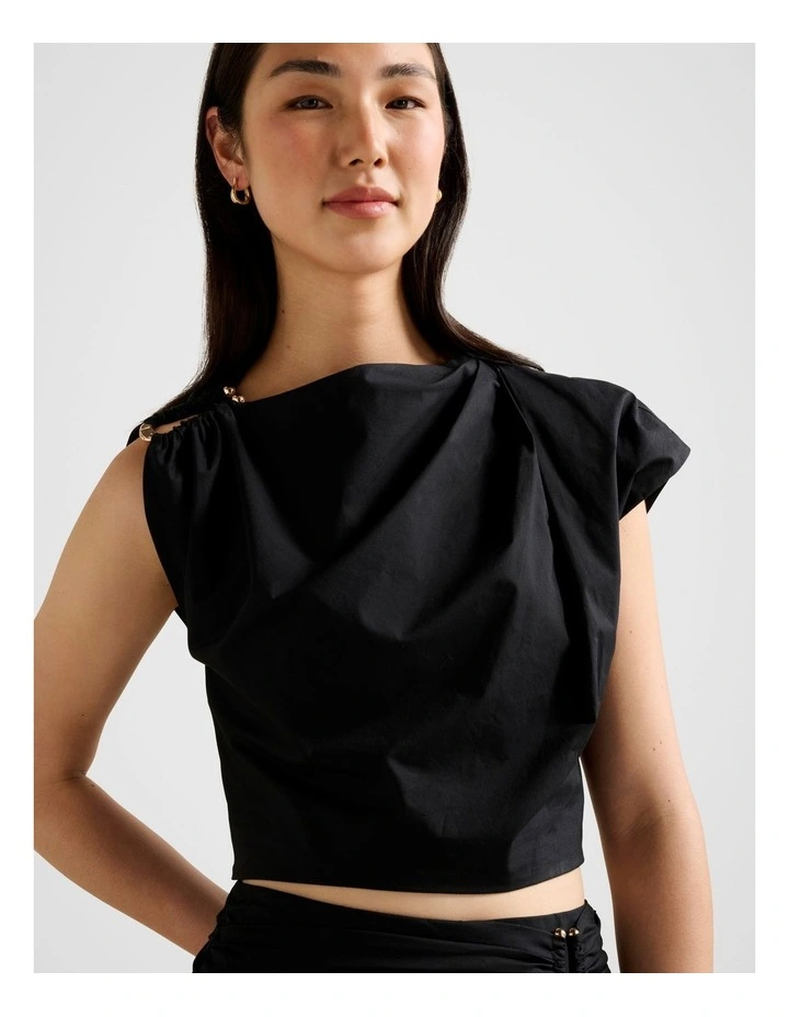 Dottie Draped Hardware Top in Black image 4