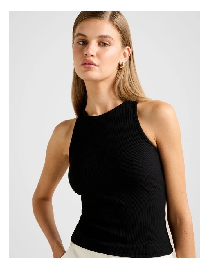 Blair Racer Tank Top in Black image 4
