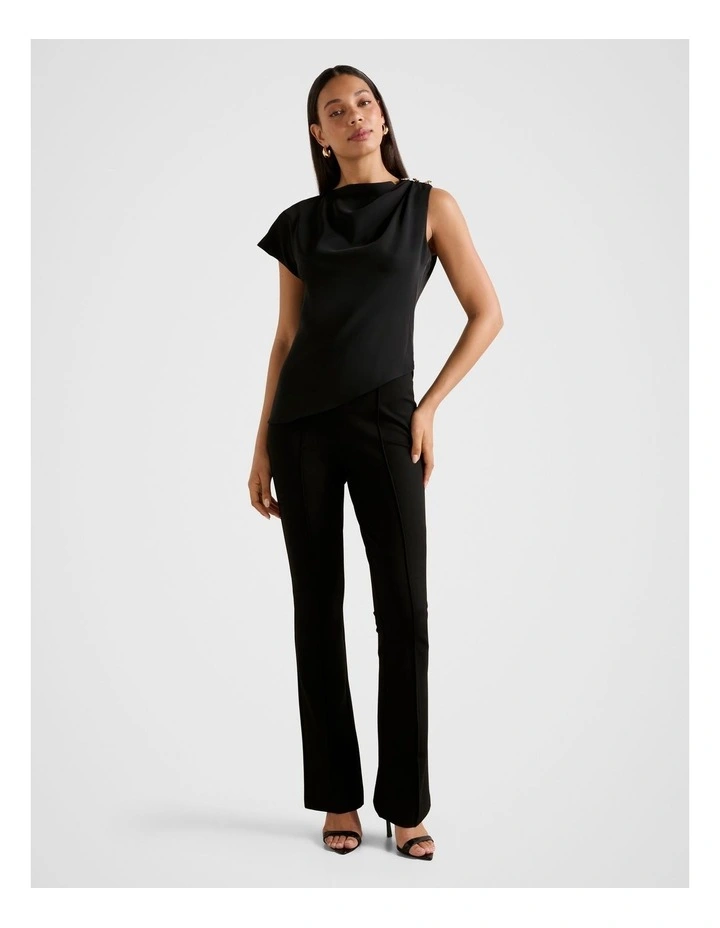 Aubery Asymmetric Draped Top in Black image 5