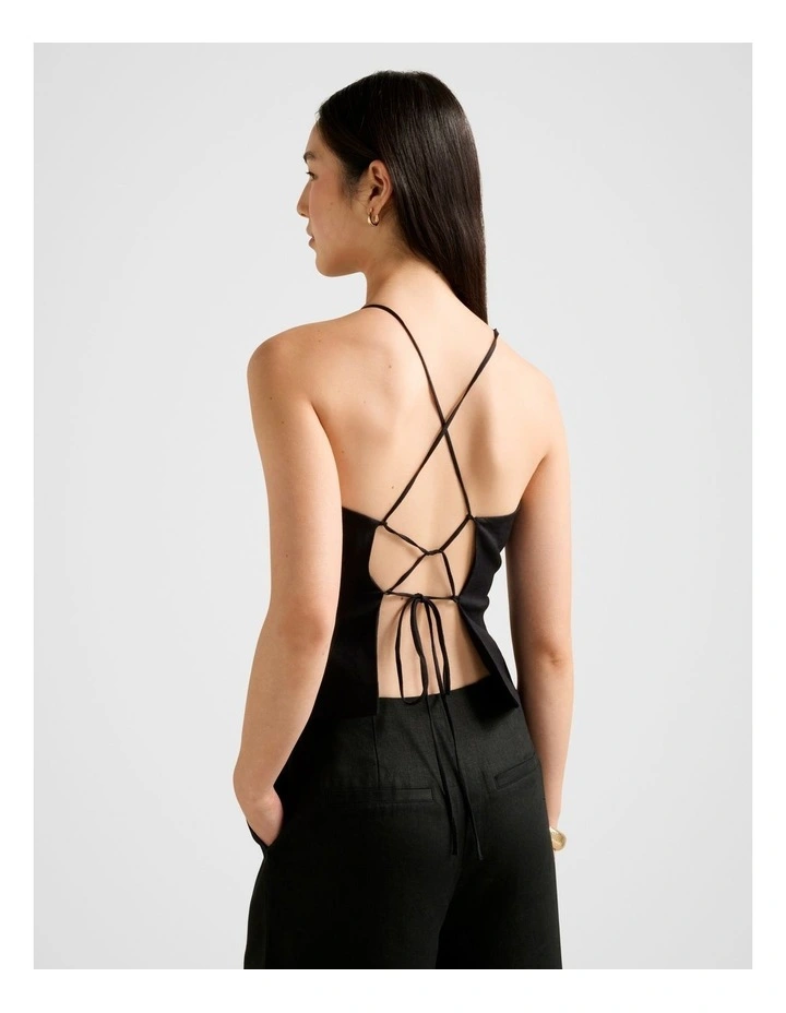 Nellie Open Back Top in Black image 2
