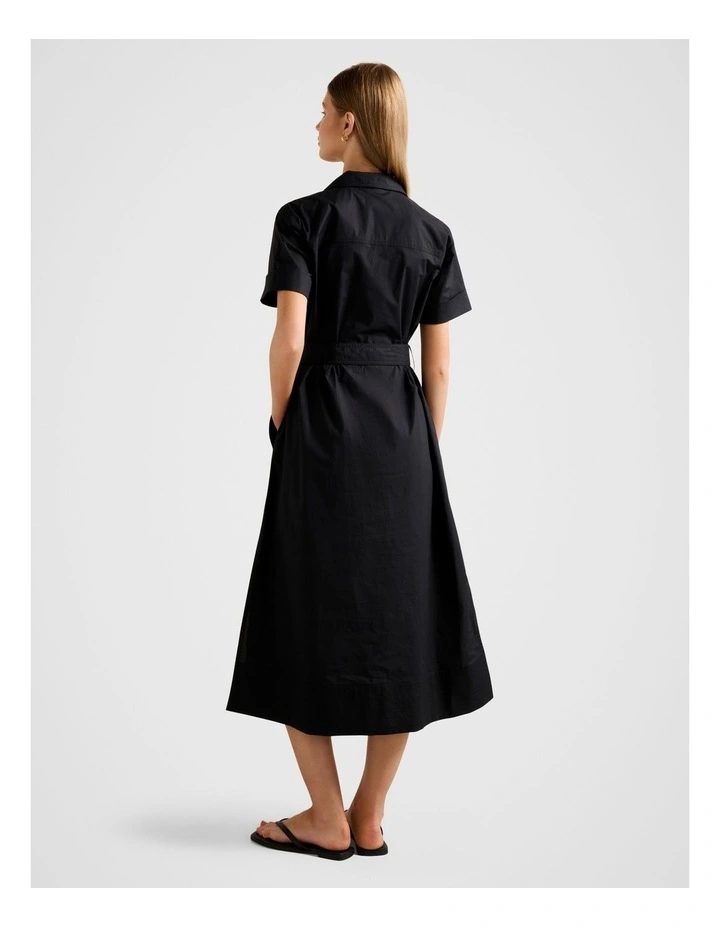 Danica Cotton Shirt Midi Dress in Black image 2