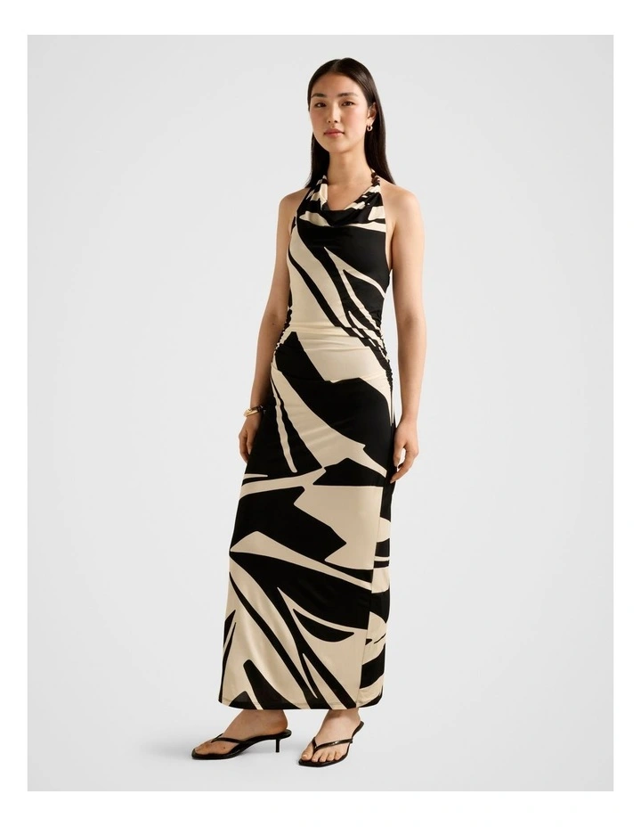Caitie Draped Jersey Midi Dress in Multi image 3