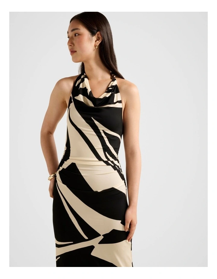 Caitie Draped Jersey Midi Dress in Multi image 4