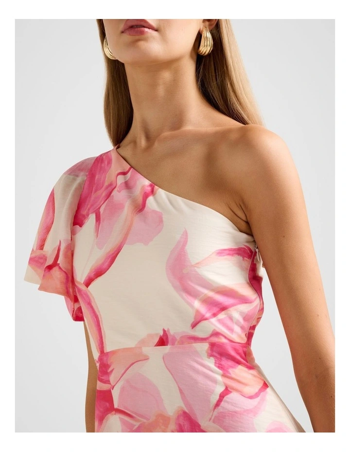 Mattea One Shoulder Midi Dress in Multi image 4