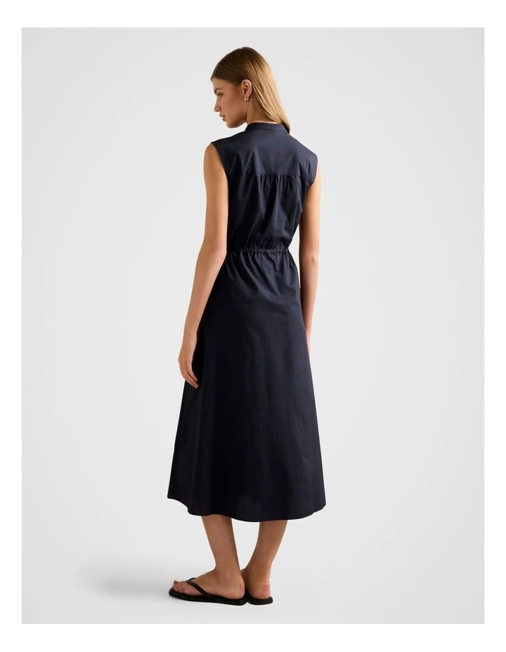 Jessie Drawcord Smock Midi Dress in Navy image 2