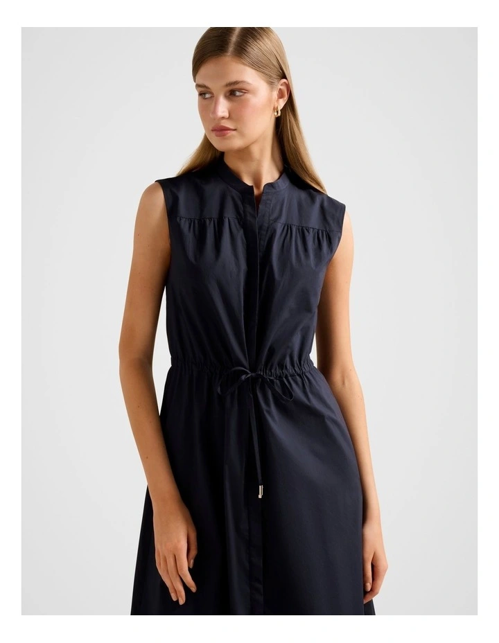 Jessie Drawcord Smock Midi Dress in Navy image 4