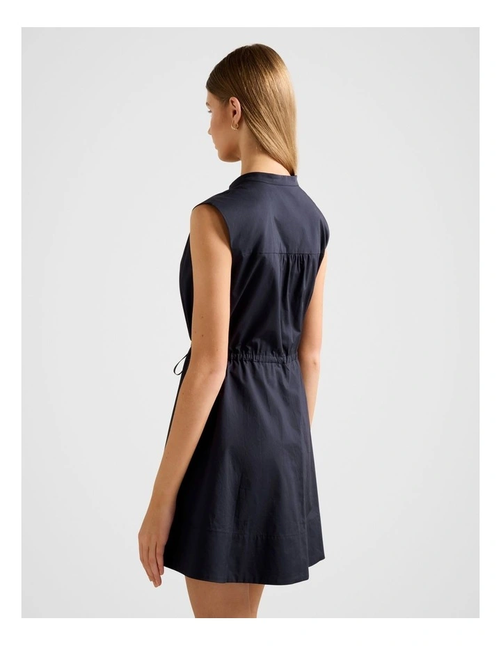 Alyssa Drawcord Smock Mini Dress in Navy image 2