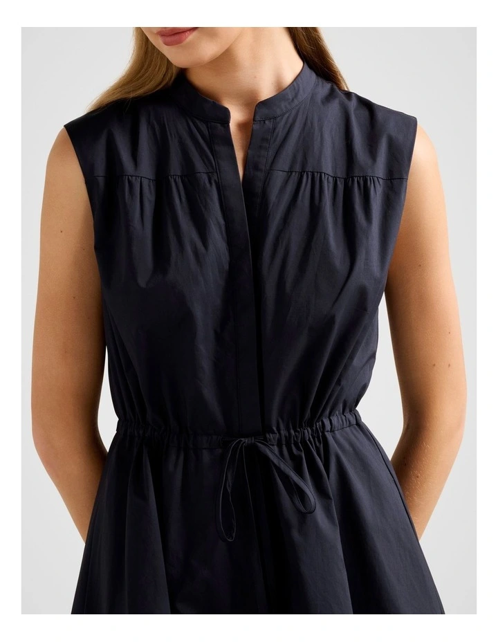 Alyssa Drawcord Smock Mini Dress in Navy image 4