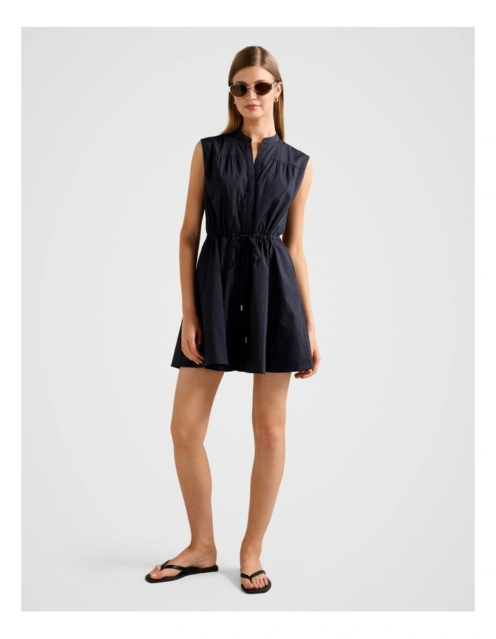 Alyssa Drawcord Smock Mini Dress in Navy image 5