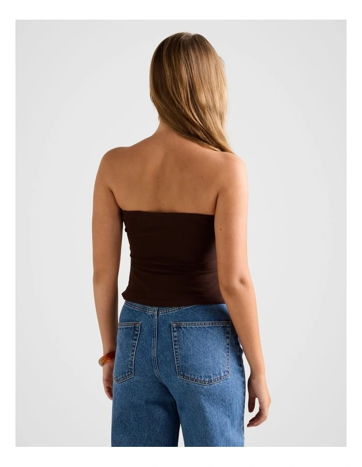 Emira Ruffle Bandeau Top in Chocolate image 2