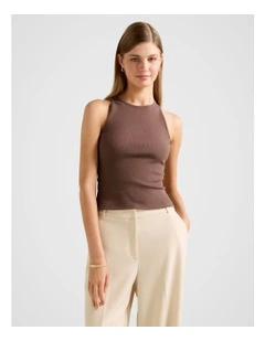 Blair Racer Tank Top in Brown