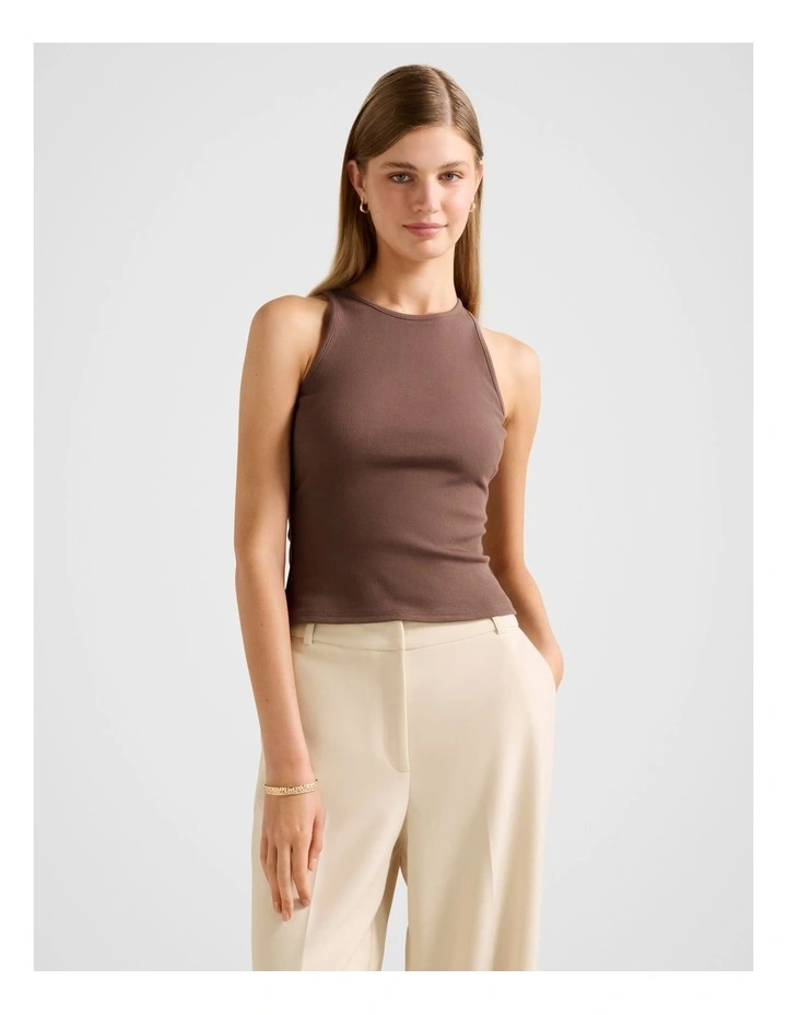 Blair Racer Tank Top in Brown image 1