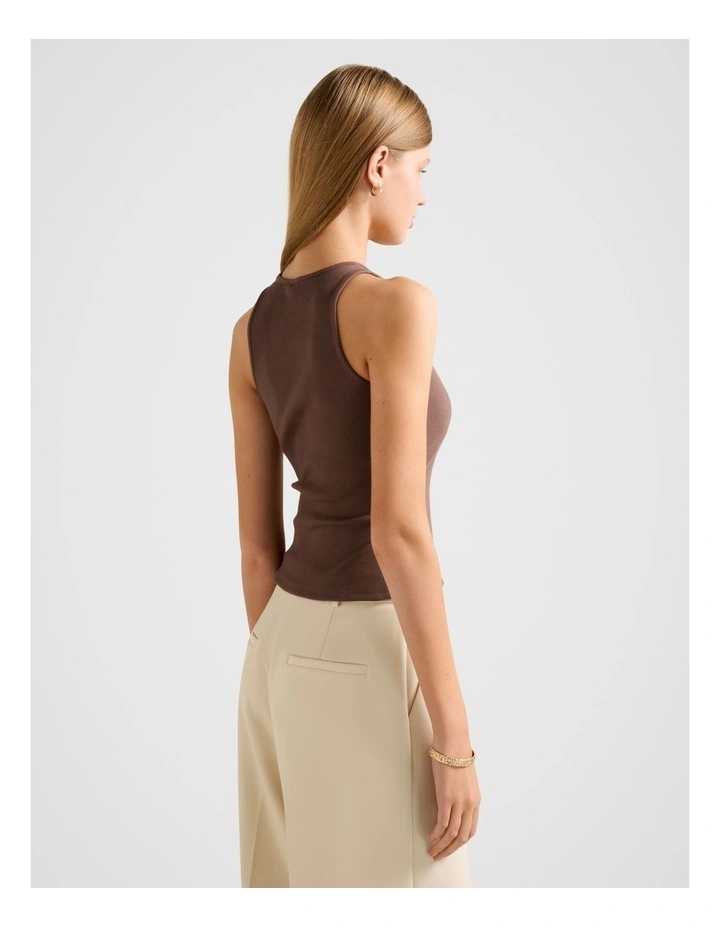 Blair Racer Tank Top in Brown image 2