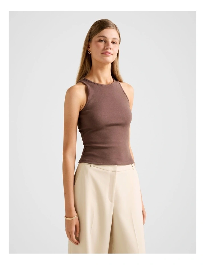 Blair Racer Tank Top in Brown image 3