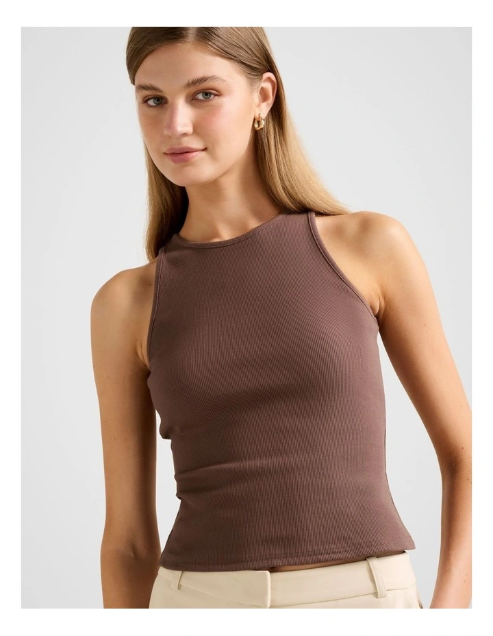 Blair Racer Tank Top in Brown image 4