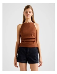 Nellie Open Back Top in Brown