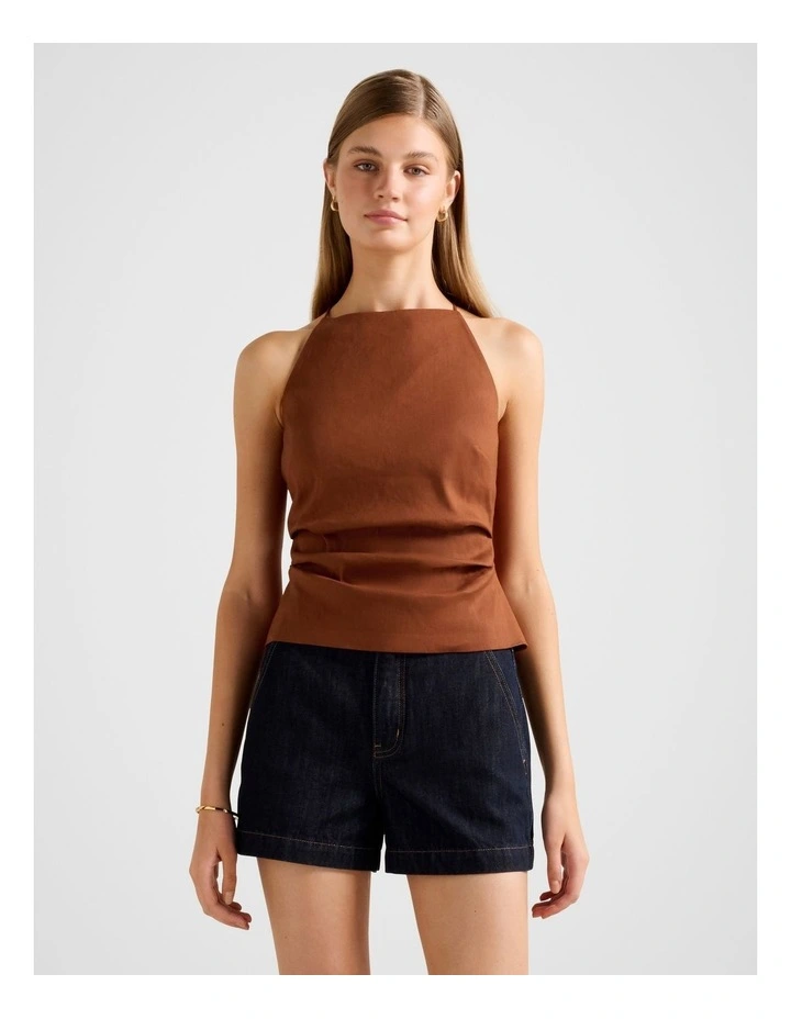 Nellie Open Back Top in Brown image 1