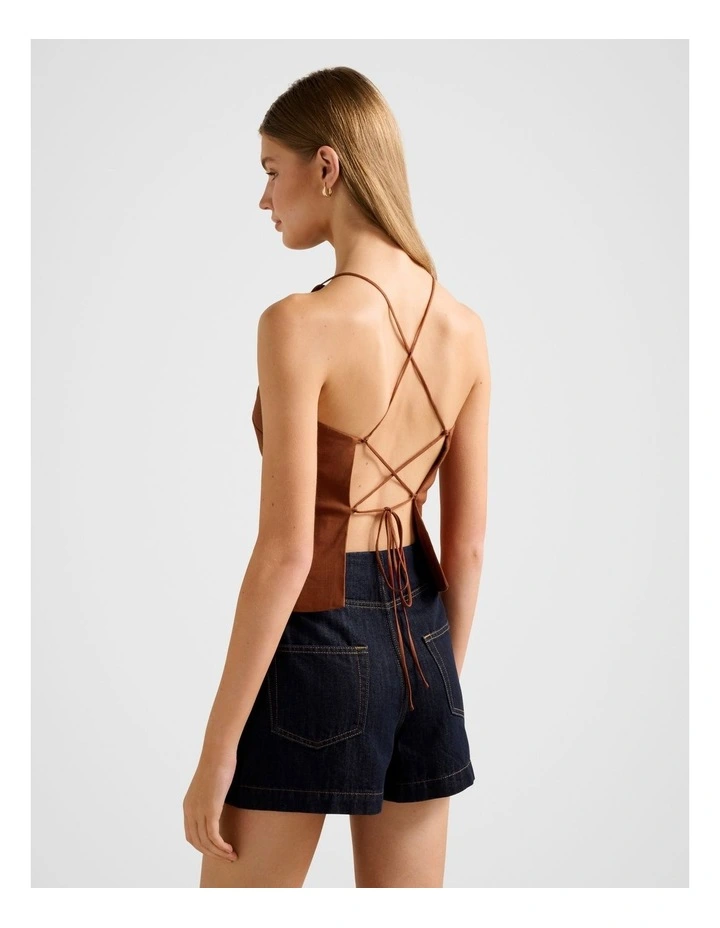 Nellie Open Back Top in Brown image 2