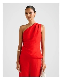 Noah One Shoulder Top in Red