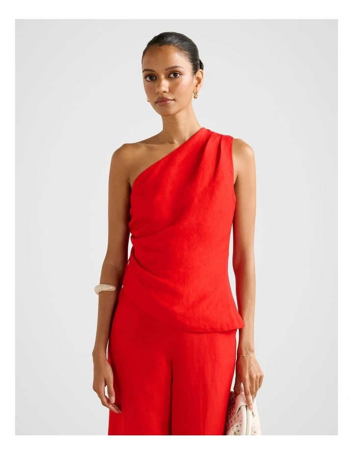 Noah One Shoulder Top in Red image 1