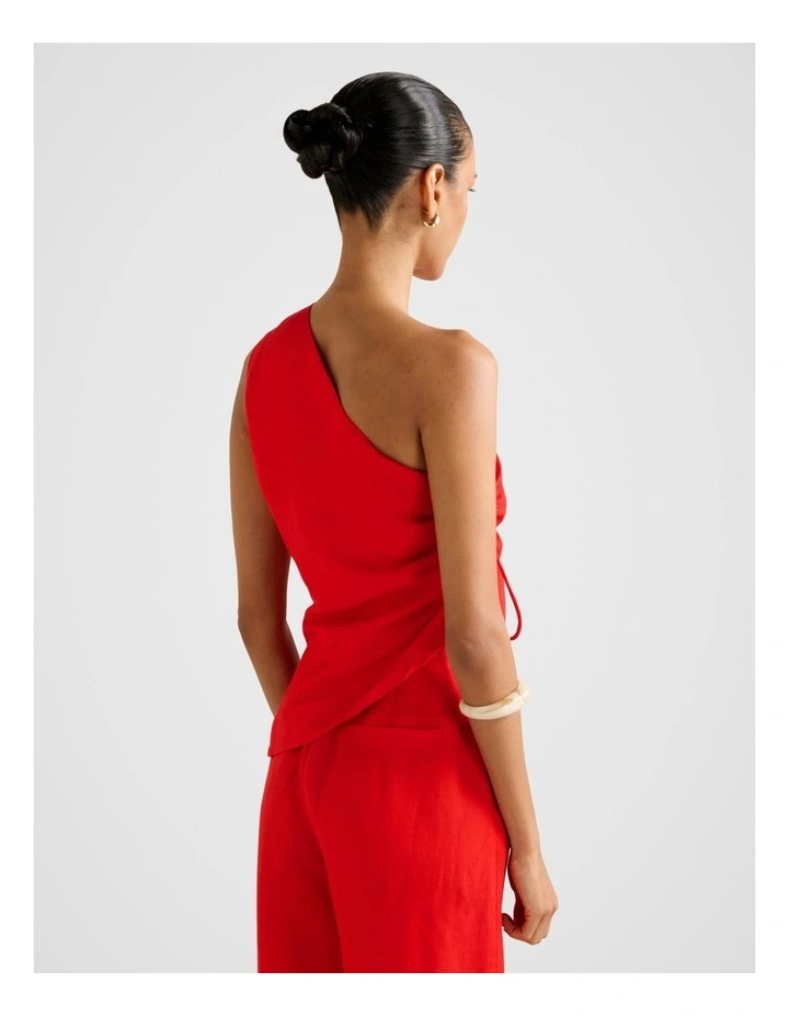 Noah One Shoulder Top in Red image 2