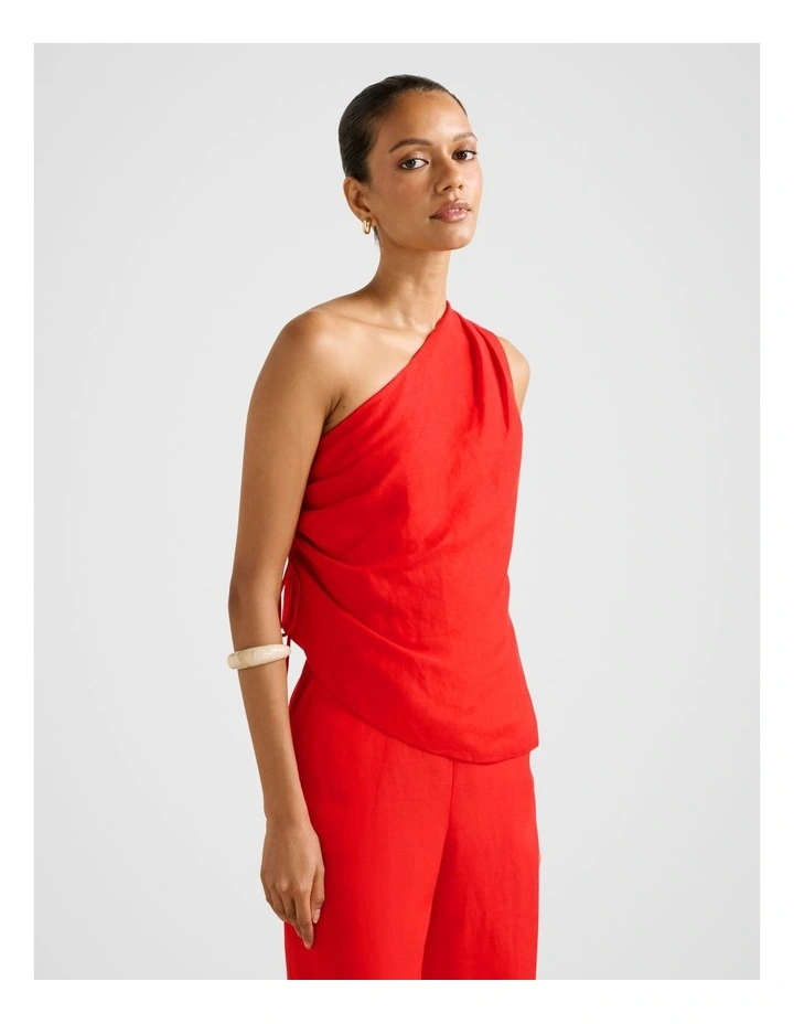 Noah One Shoulder Top in Red image 3