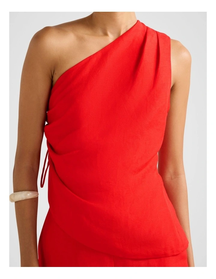 Noah One Shoulder Top in Red image 4
