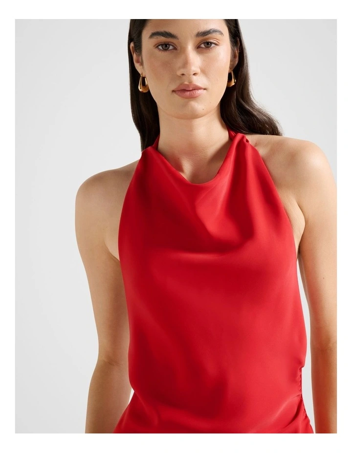 Evelyn Halter Neck Backless Top in Red image 4