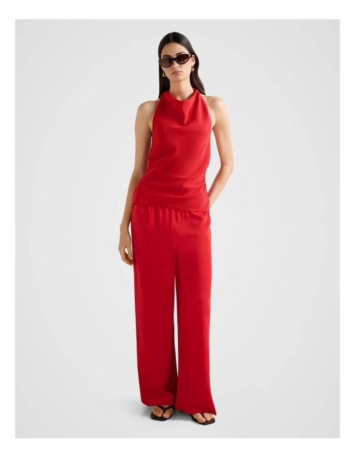 Evelyn Halter Neck Backless Top in Red image 5