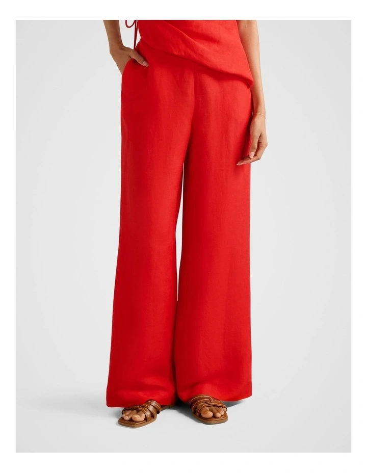 Caitlin Linen Wide Leg Pants in Red image 1