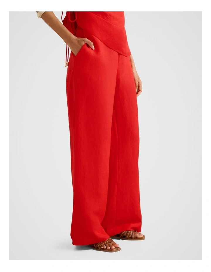 Caitlin Linen Wide Leg Pants in Red image 3