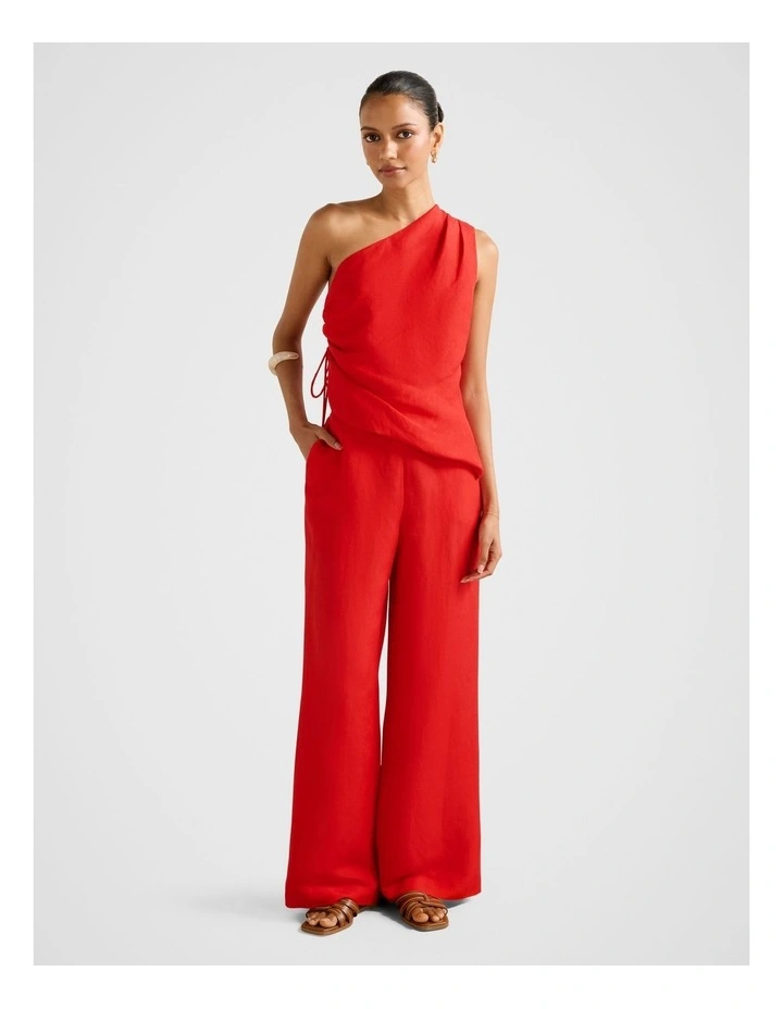 Caitlin Linen Wide Leg Pants in Red image 5
