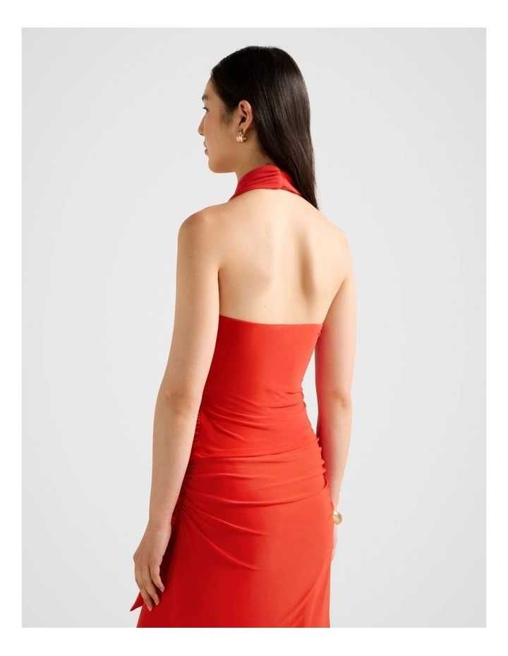 Gianna Wrap Halter Neck Top in Red image 2