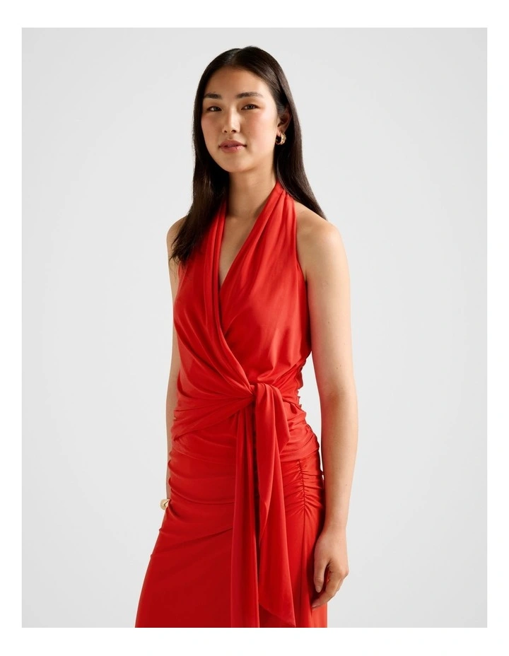 Gianna Wrap Halter Neck Top in Red image 3