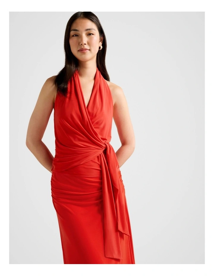 Gianna Wrap Halter Neck Top in Red image 4