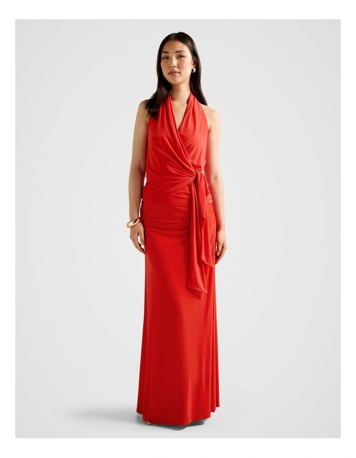 Gianna Wrap Halter Neck Top in Red image 5