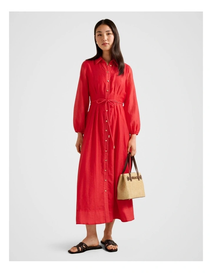 Evelyn Seam Detail Midi Dress in Red image 1