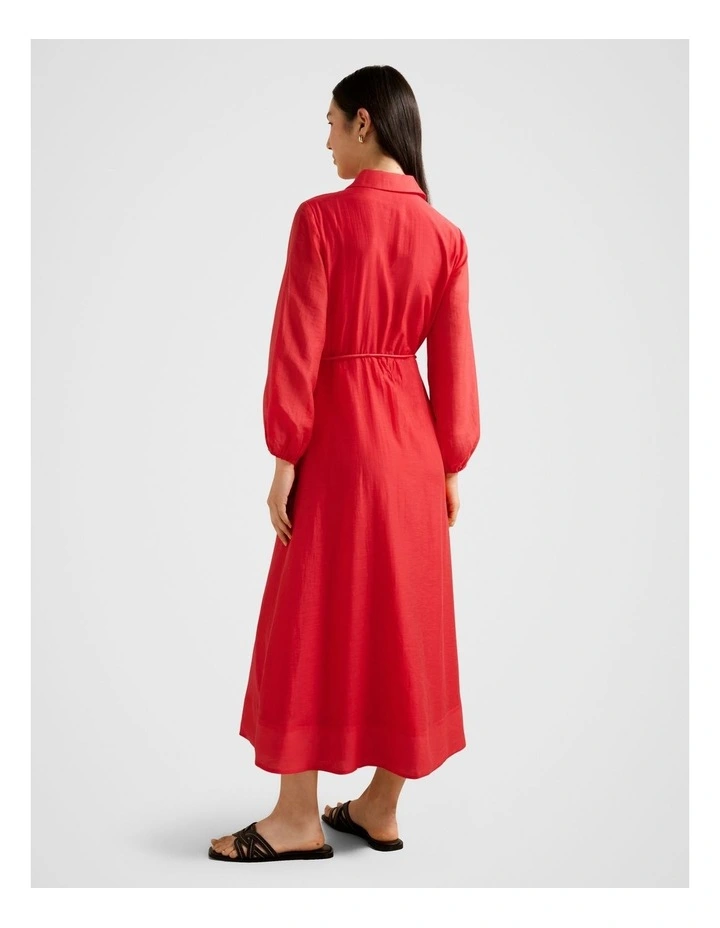 Evelyn Seam Detail Midi Dress in Red image 2